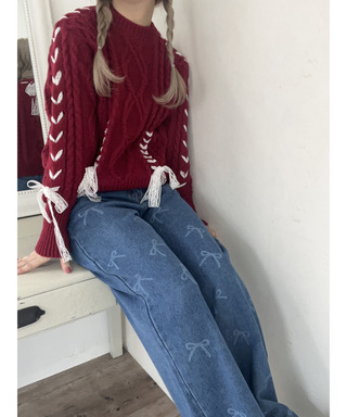 Holiday lace up knit