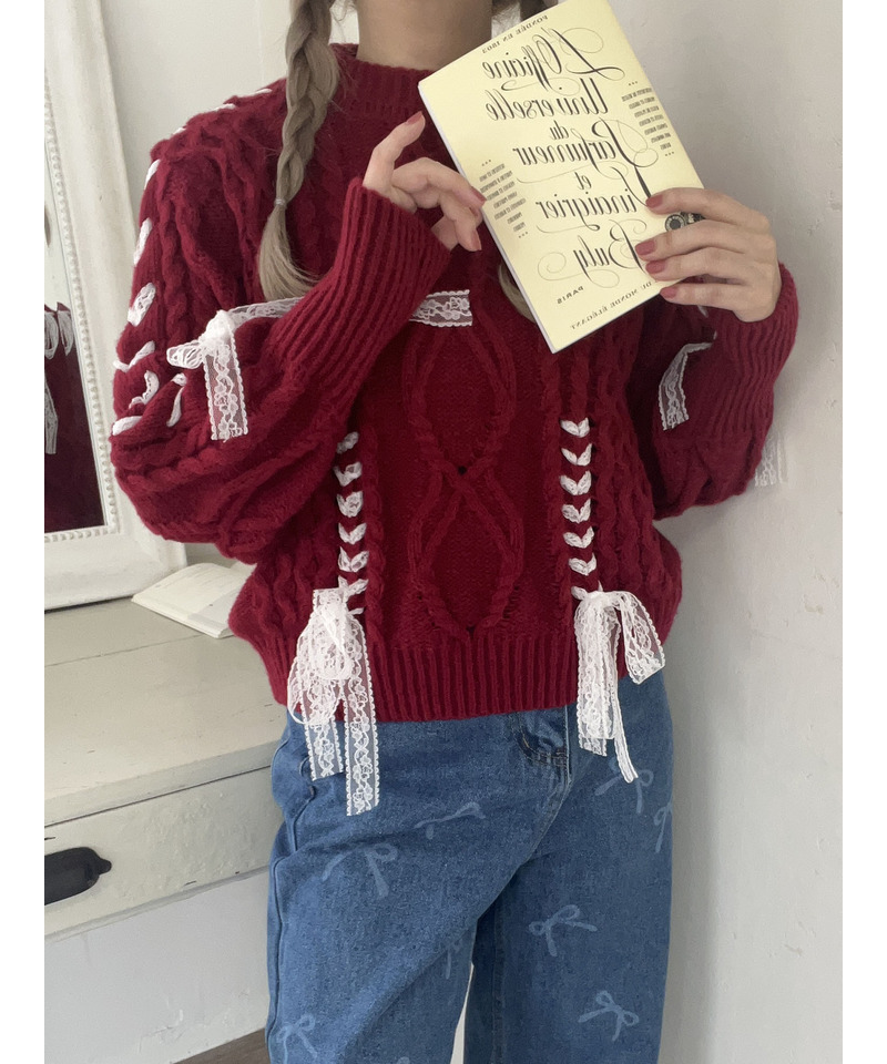 Holiday lace up knit 詳細画像 レッド 5
