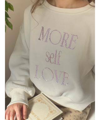 MORE self LOVE logo rhinestone sweat
