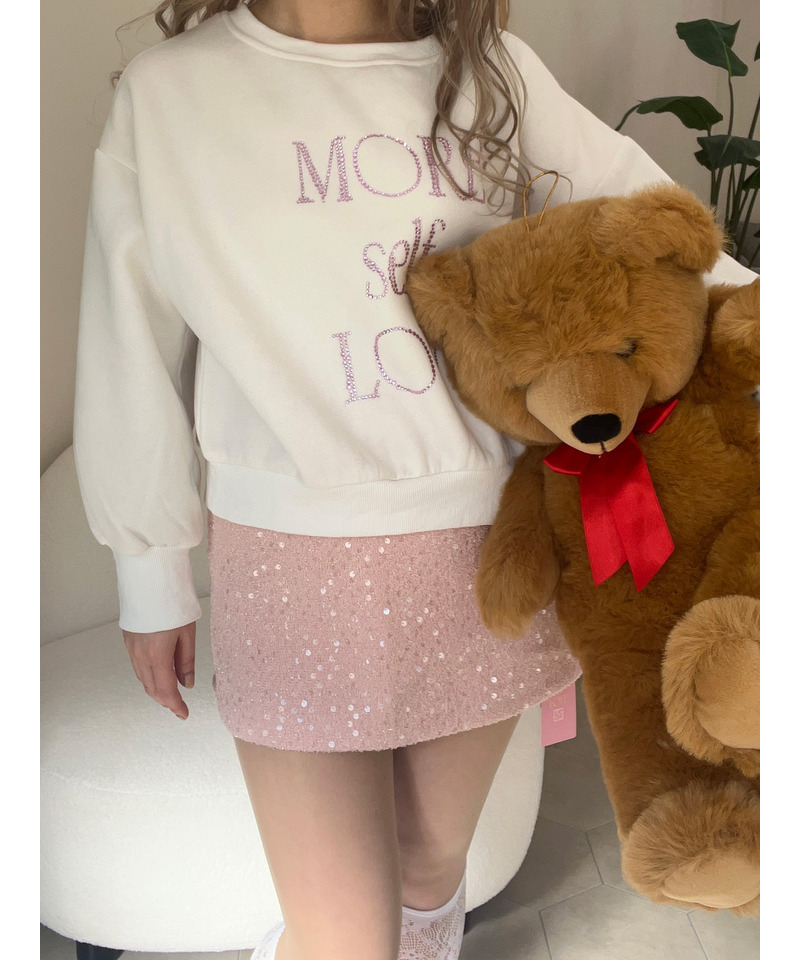 MORE self LOVE logo rhinestone sweat 詳細画像 ホワイト 3
