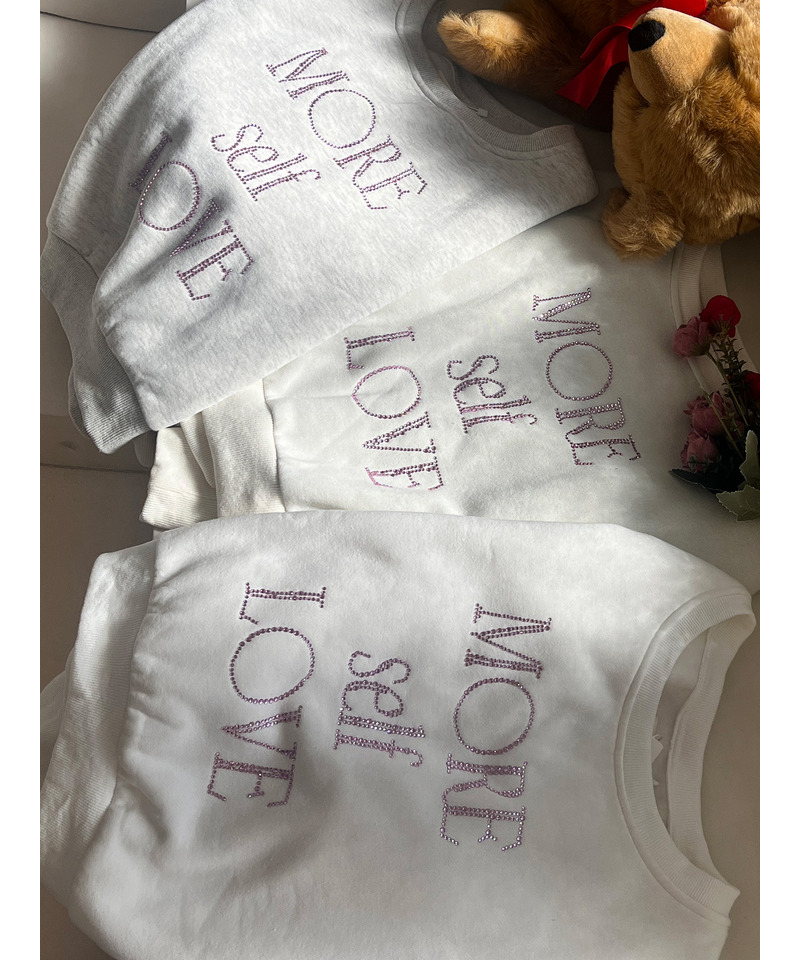 MORE self LOVE logo rhinestone sweat 詳細画像 ホワイト 5