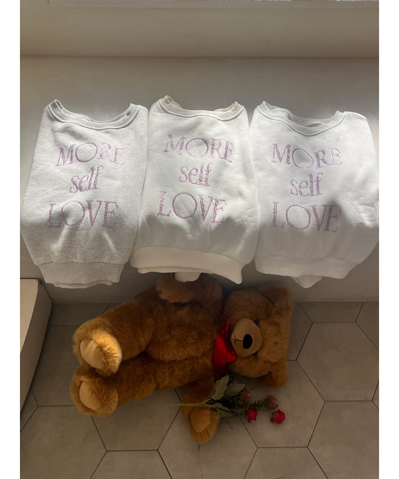 MORE self LOVE logo rhinestone sweat 詳細画像 ホワイト 6