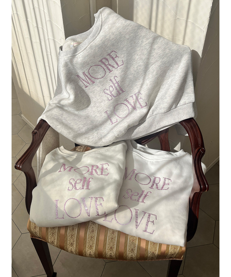 MORE self LOVE logo rhinestone sweat 詳細画像 ベージュ 10