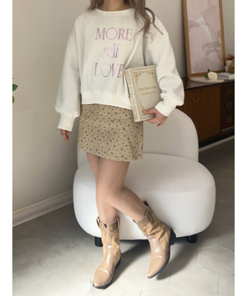 MORE self LOVE logo rhinestone sweat 詳細画像 ベージュ 7