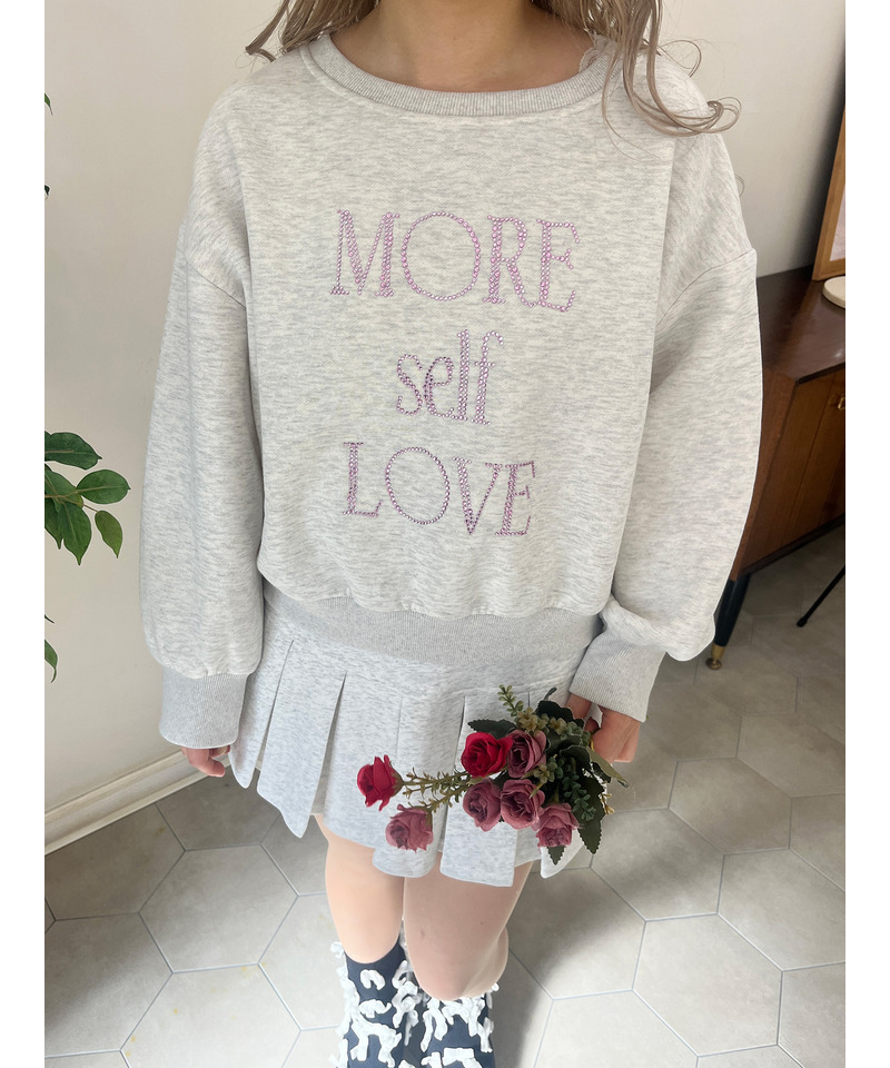 MORE self LOVE logo rhinestone sweat 詳細画像 ライトグレー 10
