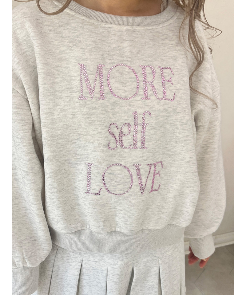 MORE self LOVE logo rhinestone sweat 詳細画像 ライトグレー 2