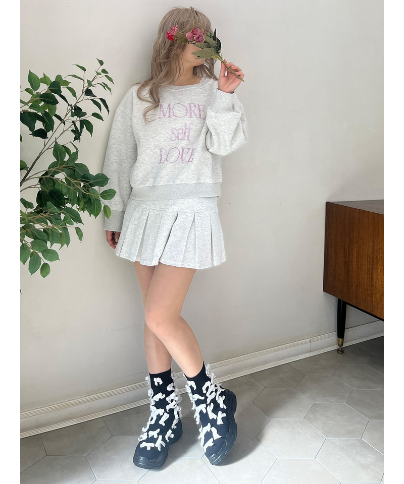 MORE self LOVE logo rhinestone sweat 詳細画像 ライトグレー 6