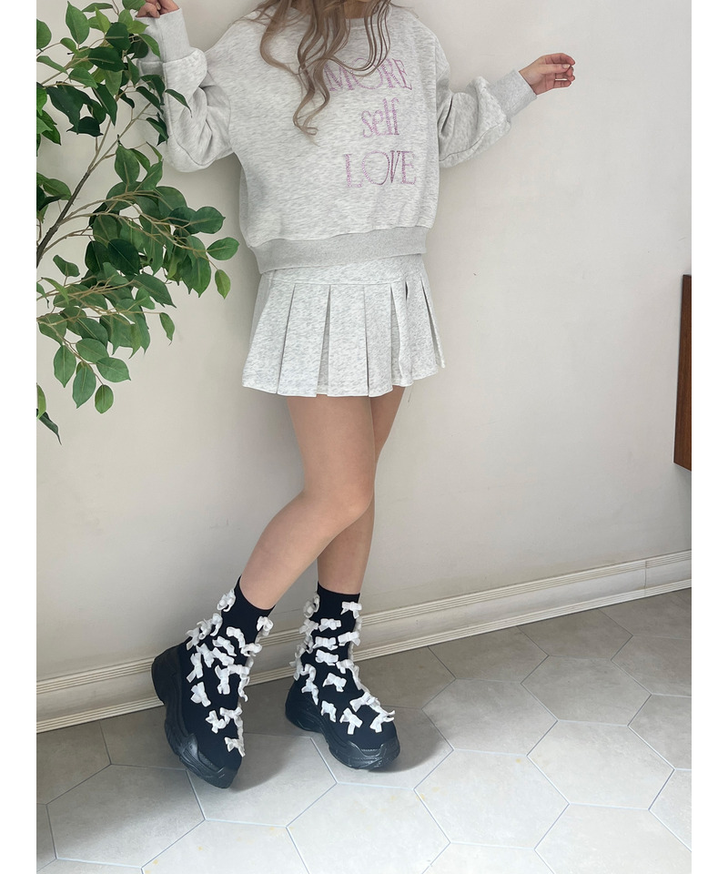 MORE self LOVE logo rhinestone sweat 詳細画像 ライトグレー 7