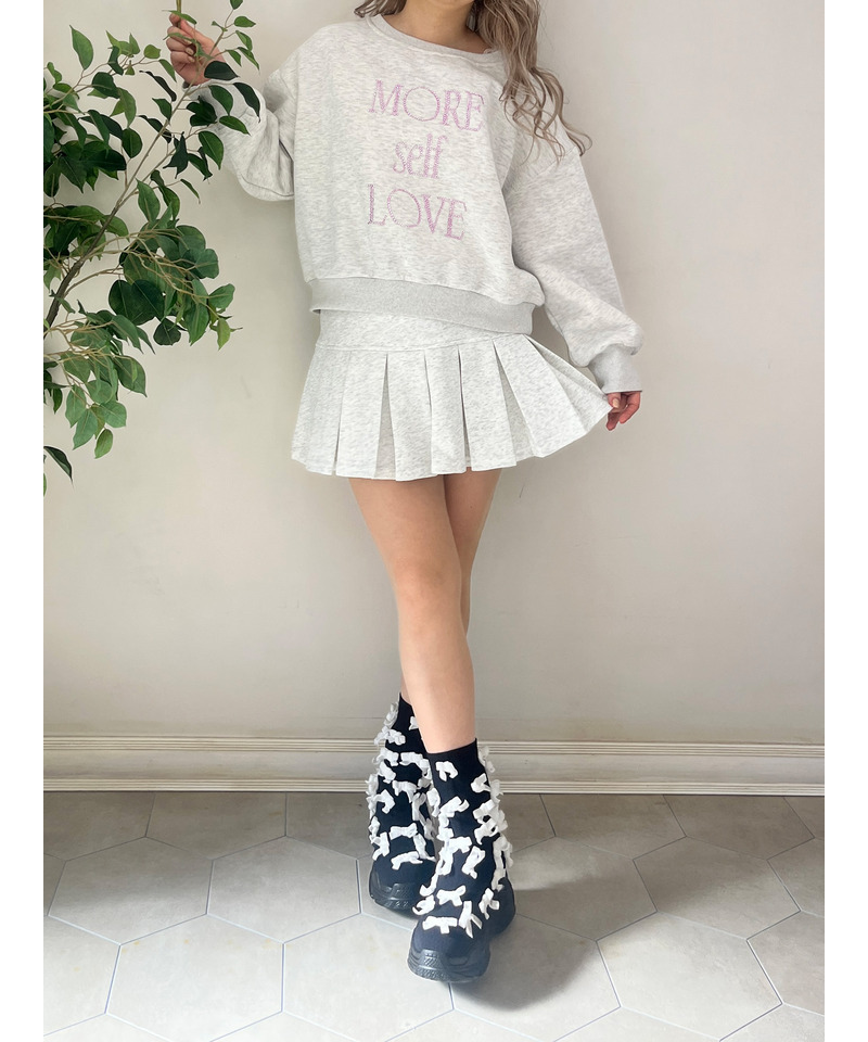MORE self LOVE logo rhinestone sweat 詳細画像 ライトグレー 8