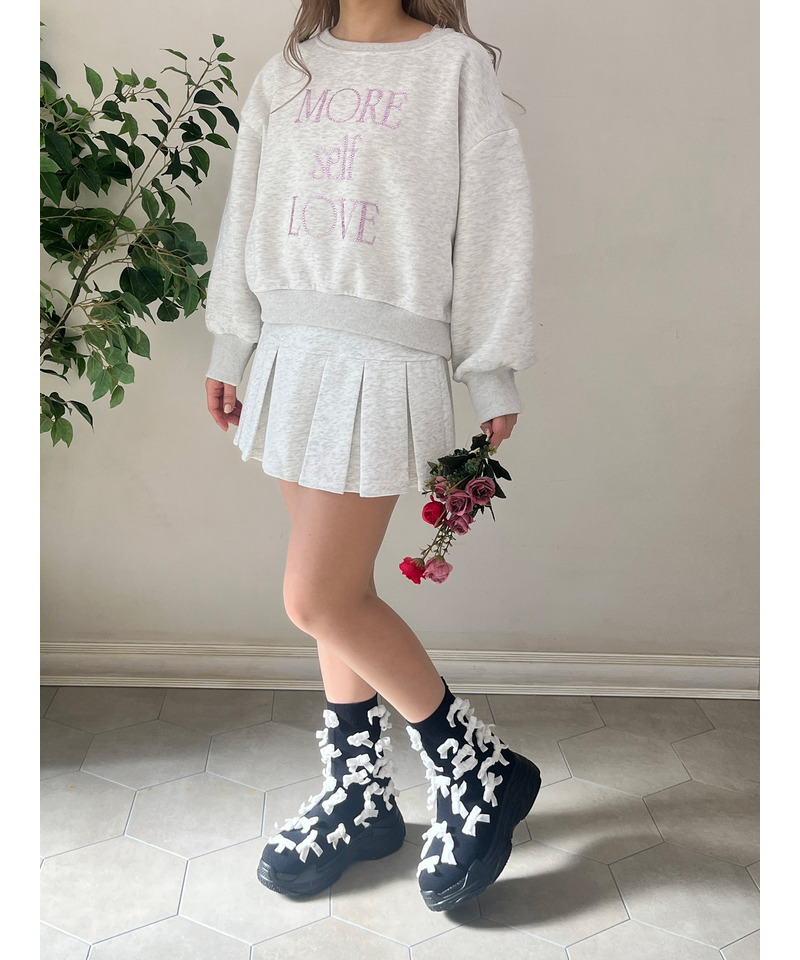 MORE self LOVE logo rhinestone sweat 詳細画像 ライトグレー 9