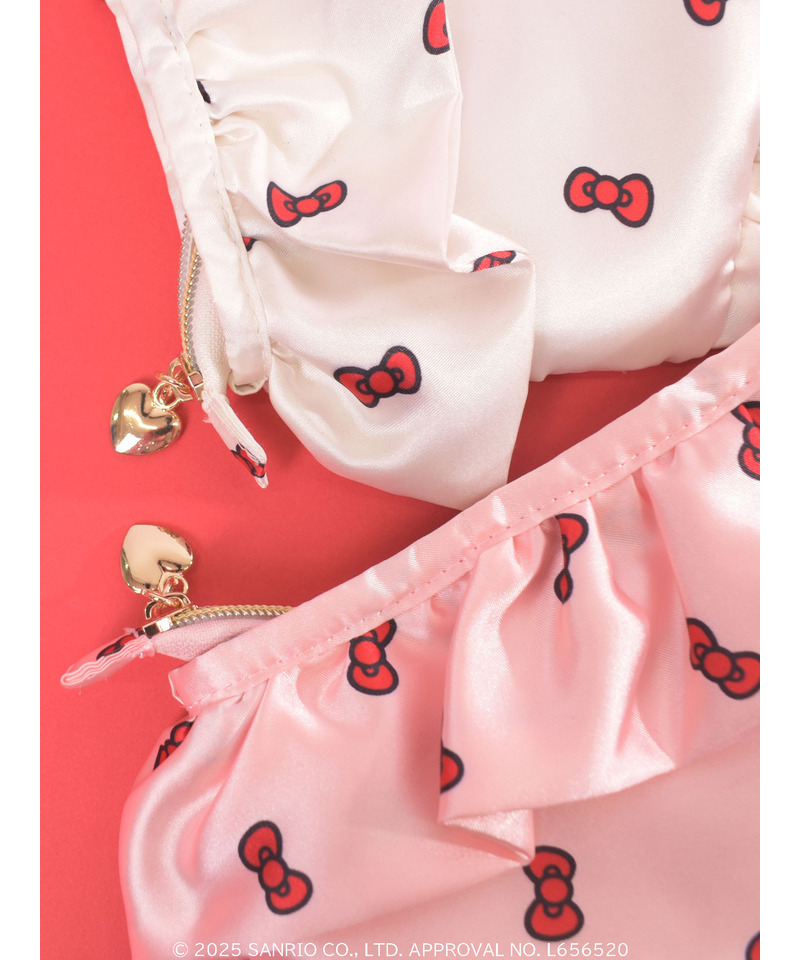 【HELLO KITTY】リボン柄パンツポーチ 詳細画像 ホワイト 7