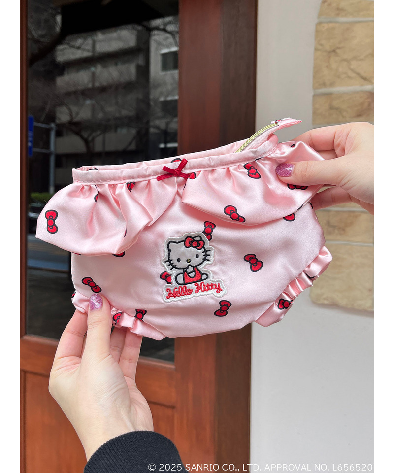 【HELLO KITTY】リボン柄パンツポーチ 詳細画像 ピンク 3