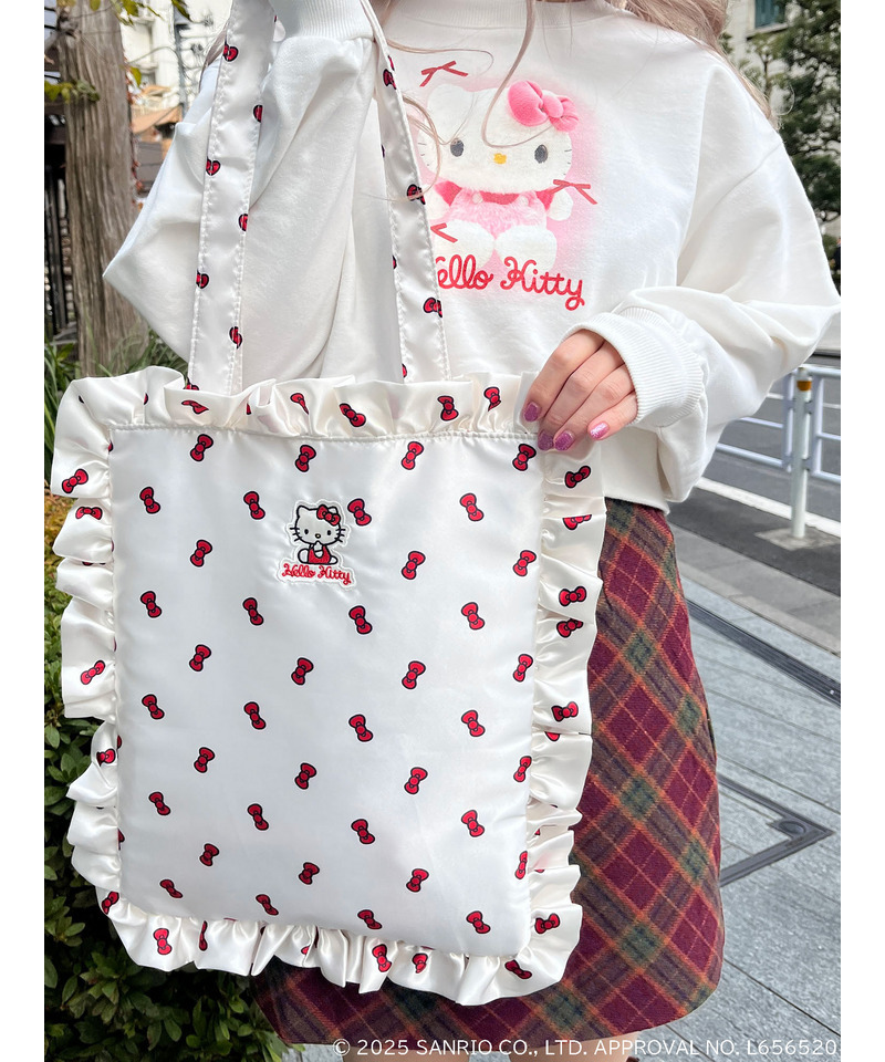 【HELLO KITTY】リボン柄トートバッグ 詳細画像 ホワイト 2