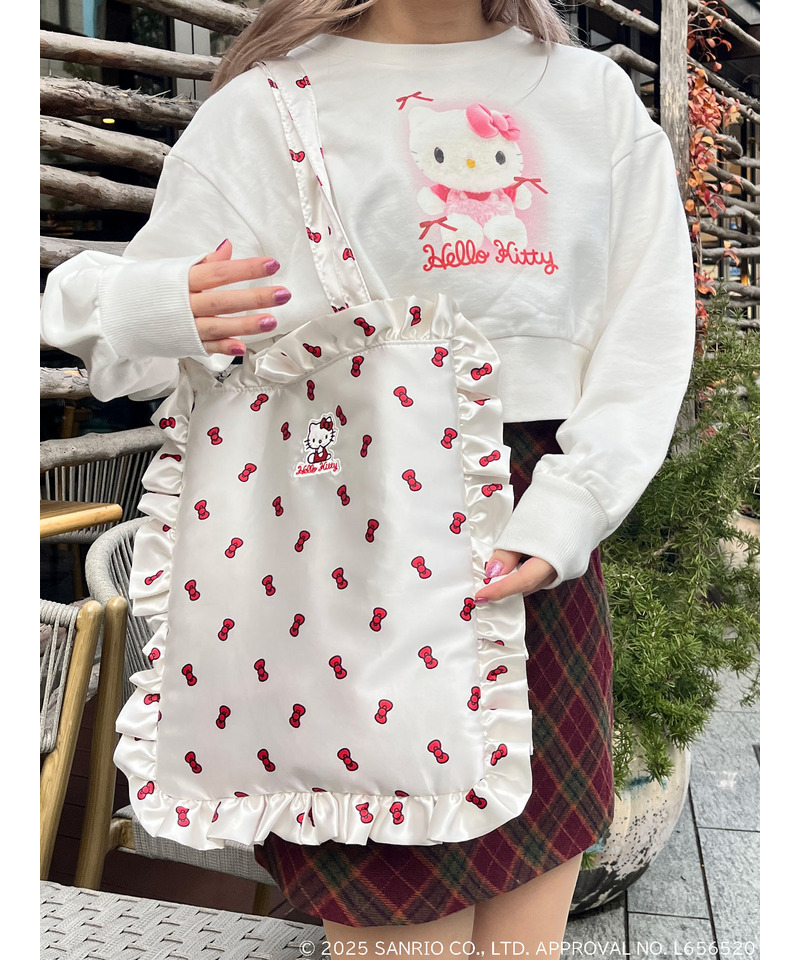 【HELLO KITTY】リボン柄トートバッグ 詳細画像 ホワイト 4