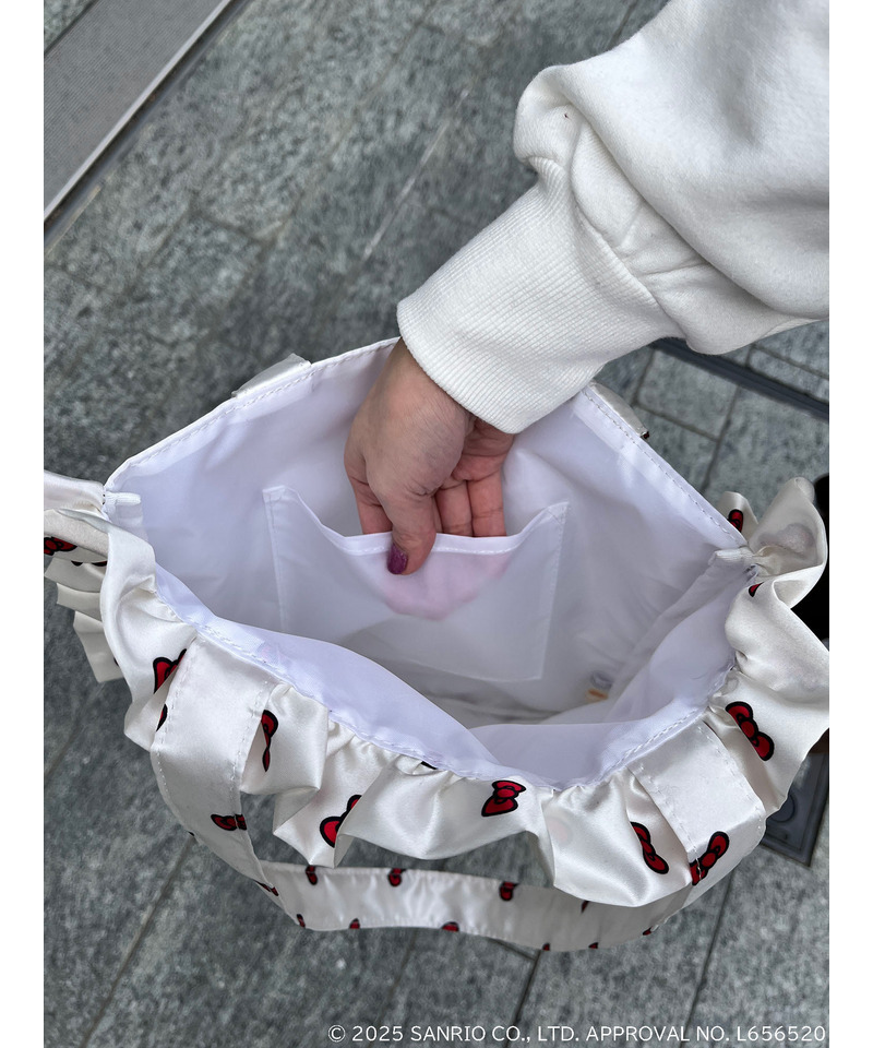【HELLO KITTY】リボン柄トートバッグ 詳細画像 ホワイト 6