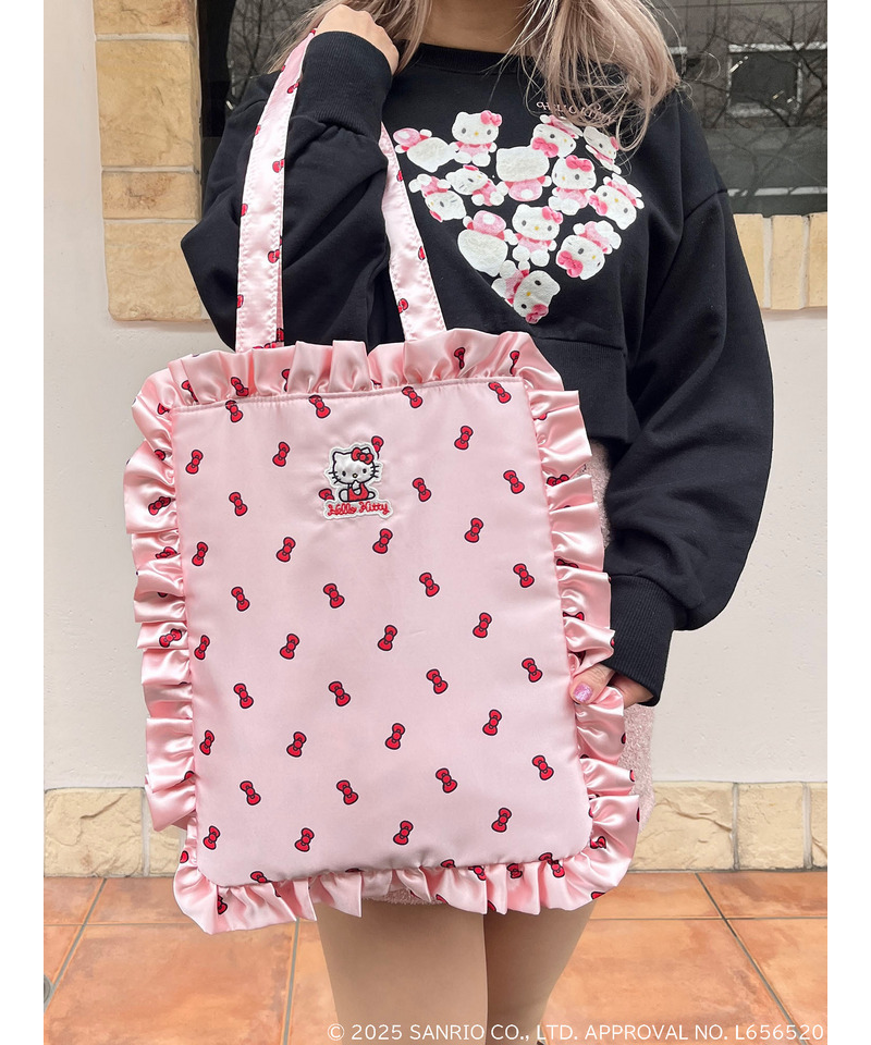【HELLO KITTY】リボン柄トートバッグ 詳細画像 ピンク 4
