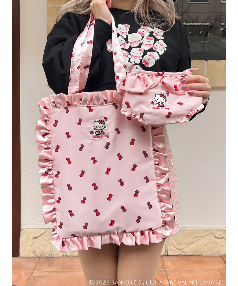 【HELLO KITTY】リボン柄トートバッグ 詳細画像 ピンク 5