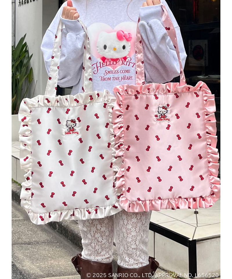 【HELLO KITTY】リボン柄トートバッグ 詳細画像 ピンク 6
