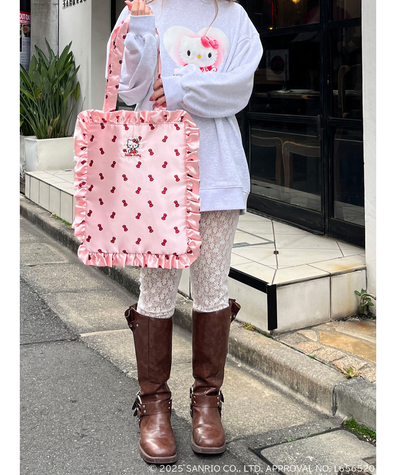 【HELLO KITTY】リボン柄トートバッグ 詳細画像 ピンク 7