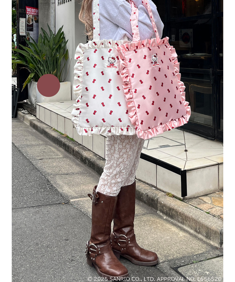 【HELLO KITTY】リボン柄トートバッグ 詳細画像 ピンク 8