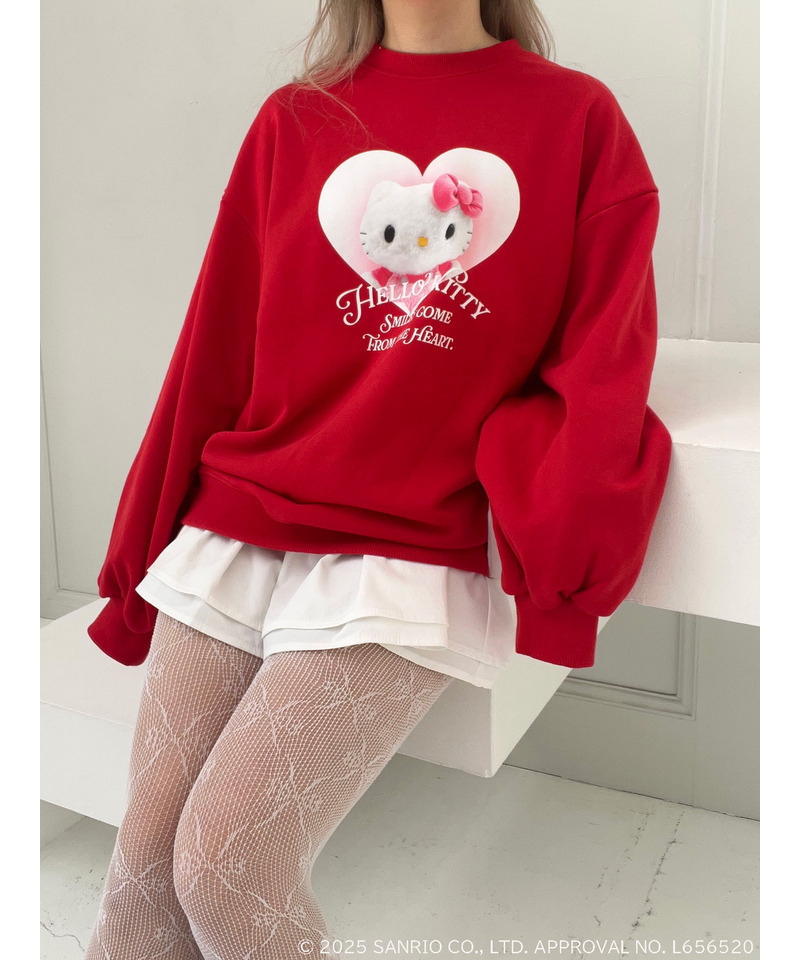 【HELLO KITTY】 SMILES COME FROM THE HEART SWEAT 詳細画像 レッド 2