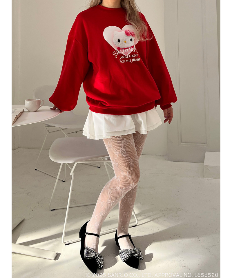 【HELLO KITTY】 SMILES COME FROM THE HEART SWEAT 詳細画像 レッド 6