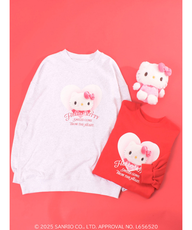 【HELLO KITTY】 SMILES COME FROM THE HEART SWEAT 詳細画像 ライトグレー 14