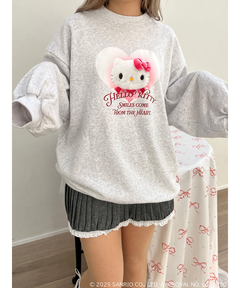 【HELLO KITTY】 SMILES COME FROM THE HEART SWEAT 詳細画像 ライトグレー 4