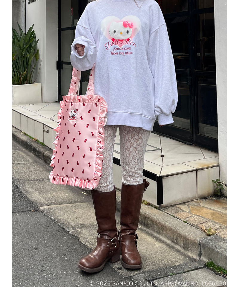 【HELLO KITTY】 SMILES COME FROM THE HEART SWEAT 詳細画像 ライトグレー 7