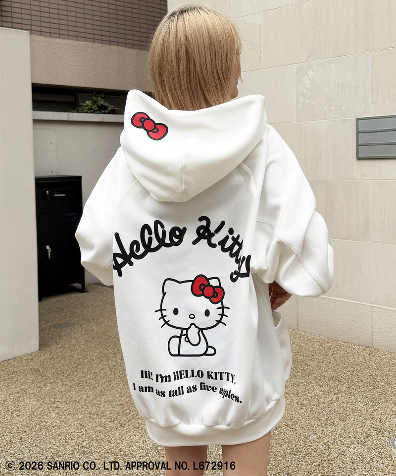 【Sanrio/サンリオキャラクターズ】ハローキティバックプリントドルマンパーカー 詳細画像 ホワイト 1