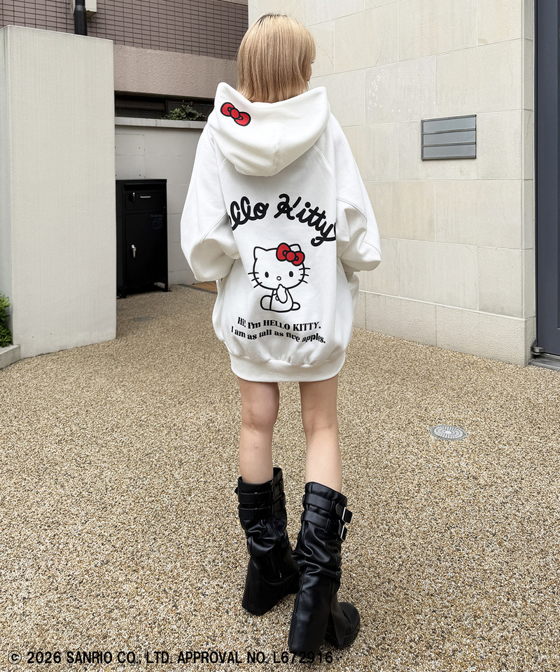 【Sanrio/サンリオキャラクターズ】ハローキティバックプリントドルマンパーカー 詳細画像 ホワイト 6