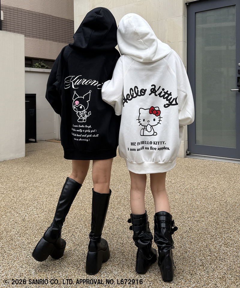 【Sanrio/サンリオキャラクターズ】クロミバックプリントドルマンパーカー 詳細画像 ブラック 6