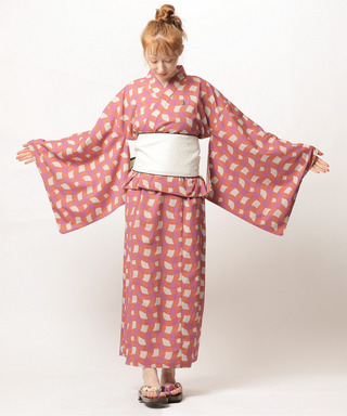 レトロチェック浴衣ワンピース