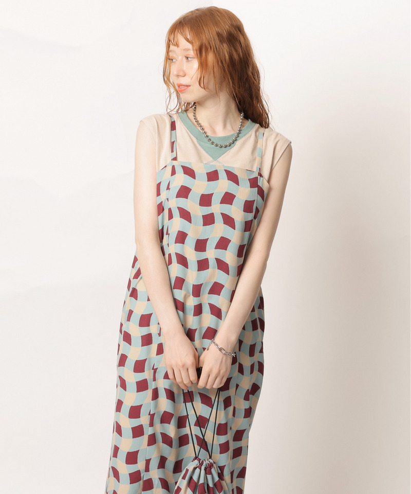 レトロチェック浴衣ワンピース 詳細画像 ベージュ系 2