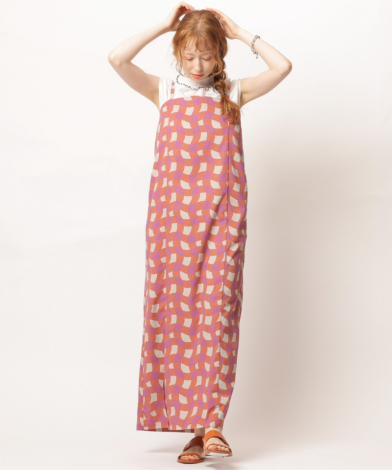 レトロチェック浴衣ワンピース 詳細画像 オレンジ系 15