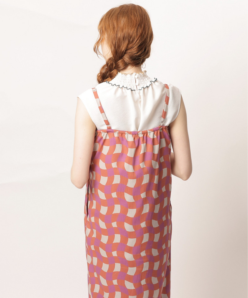 レトロチェック浴衣ワンピース 詳細画像 オレンジ系 3