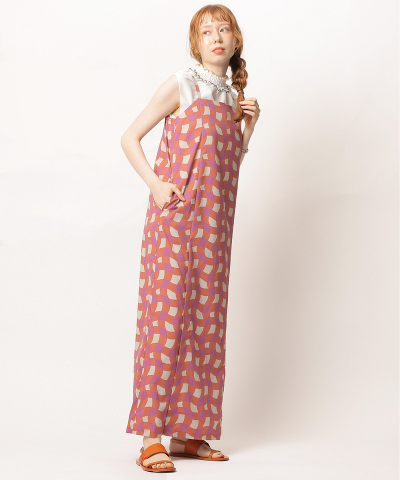 レトロチェック浴衣ワンピース 詳細画像 オレンジ系 6