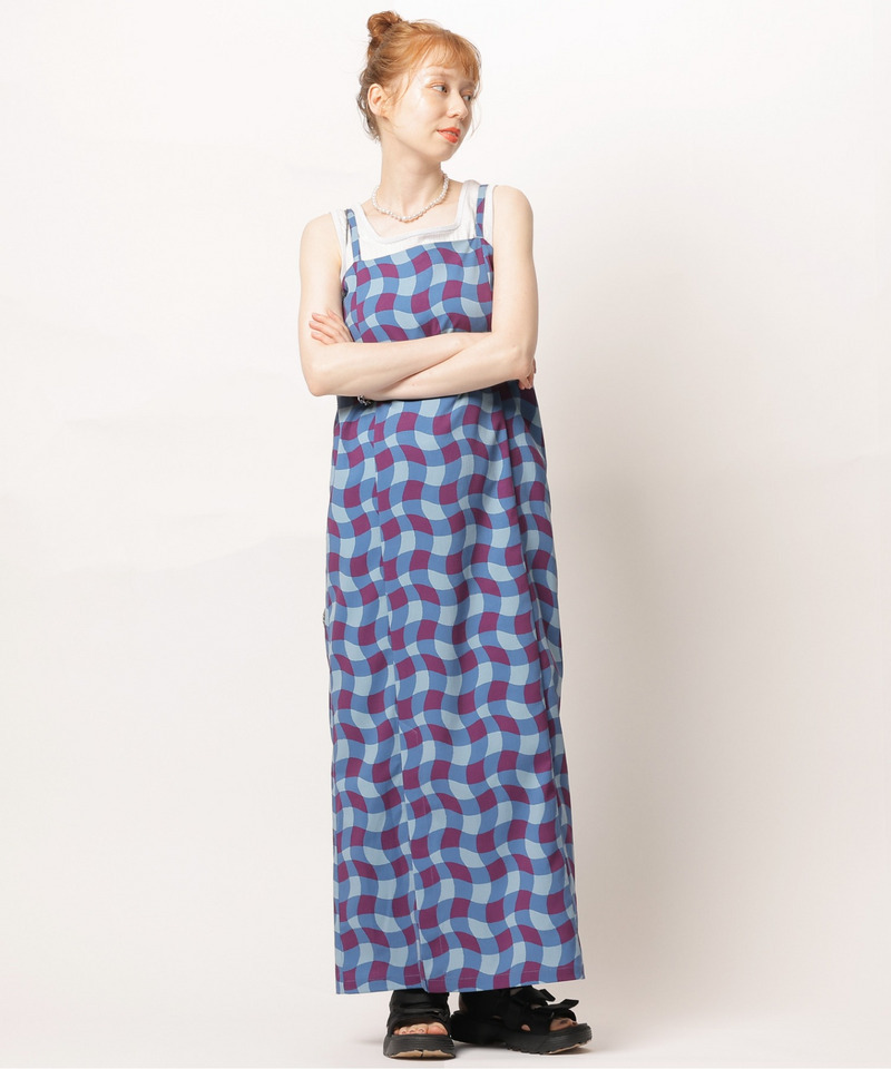 レトロチェック浴衣ワンピース 詳細画像 ブルー系 11