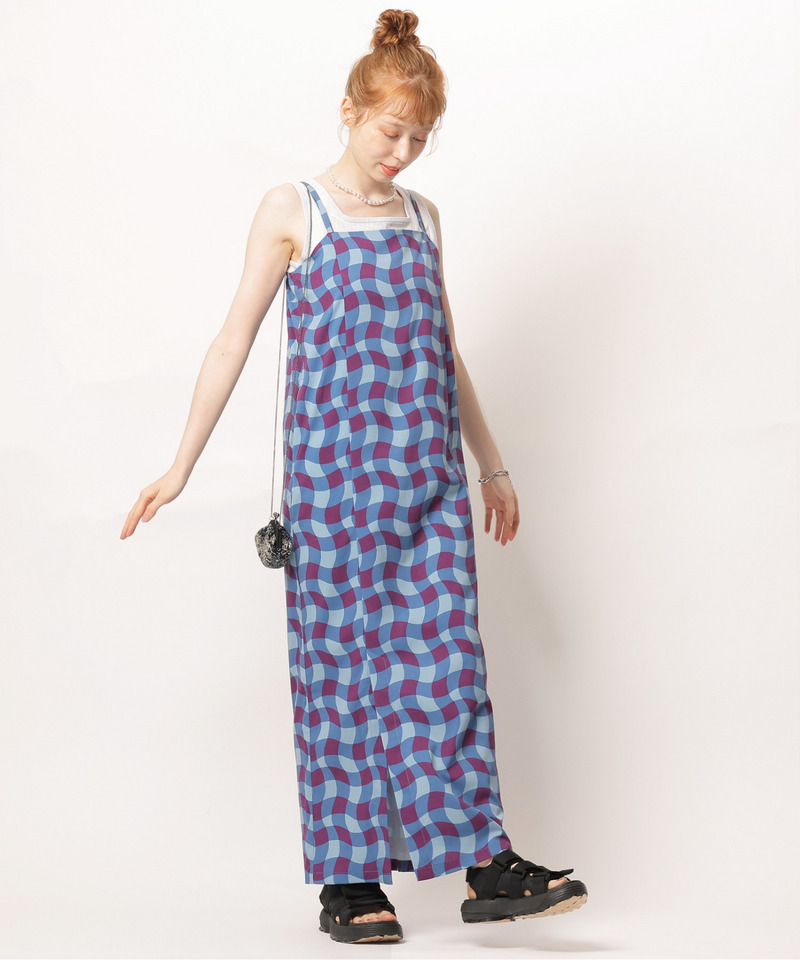 レトロチェック浴衣ワンピース 詳細画像 ブルー系 12