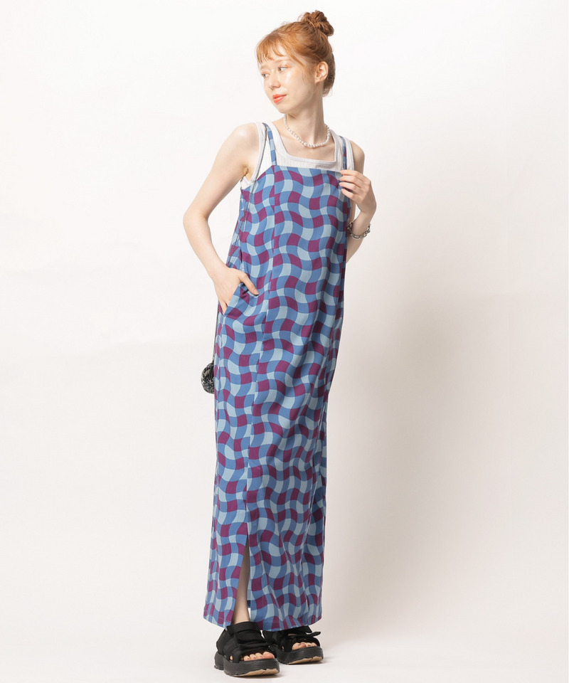 レトロチェック浴衣ワンピース 詳細画像 ブルー系 4