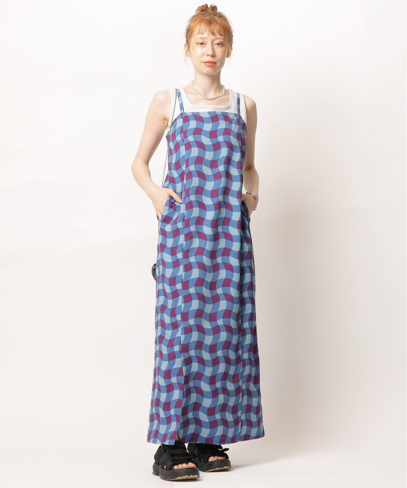 レトロチェック浴衣ワンピース 詳細画像 ブルー系 5
