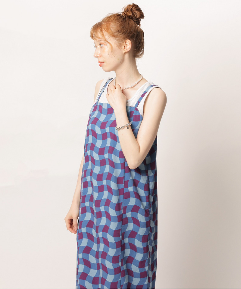 レトロチェック浴衣ワンピース 詳細画像 ブルー系 8