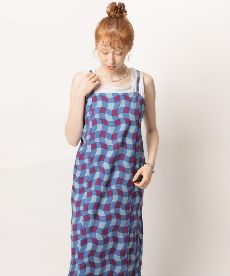 レトロチェック浴衣ワンピース 詳細画像 ブルー系 9