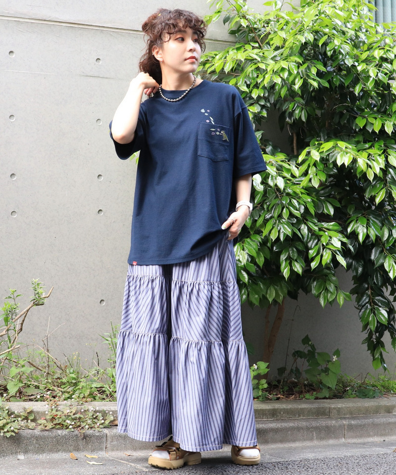 ストライプティアードスカート 詳細画像 ネイビー 2