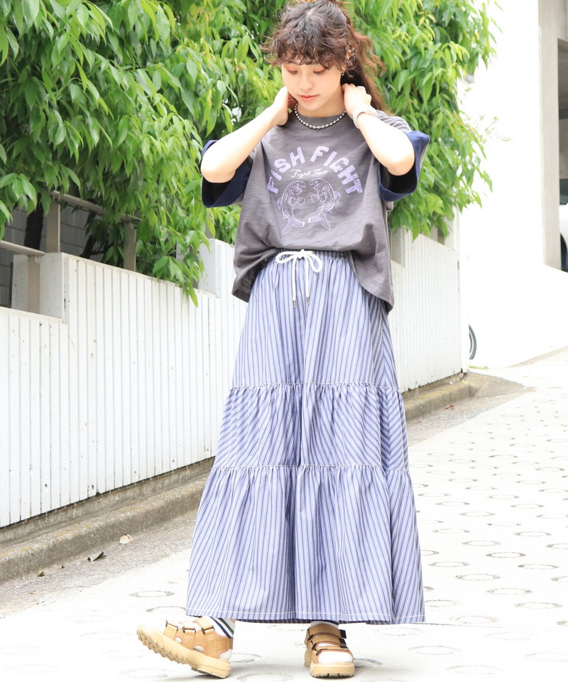 ストライプティアードスカート 詳細画像 ネイビー 3