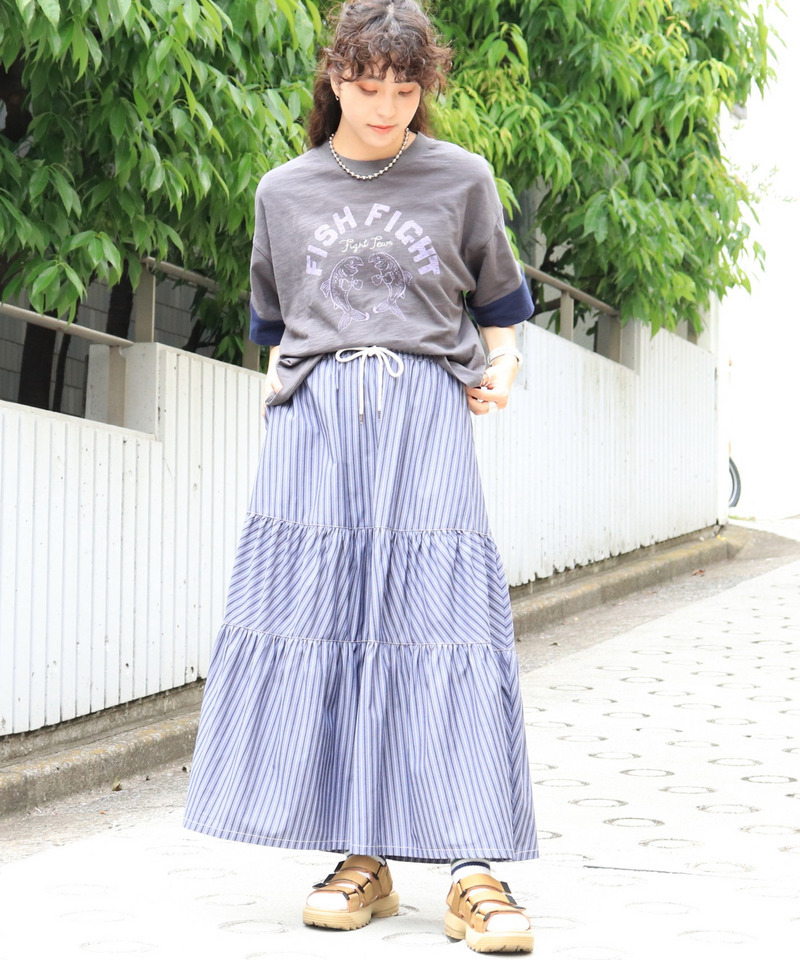 ストライプティアードスカート 詳細画像 ネイビー 4