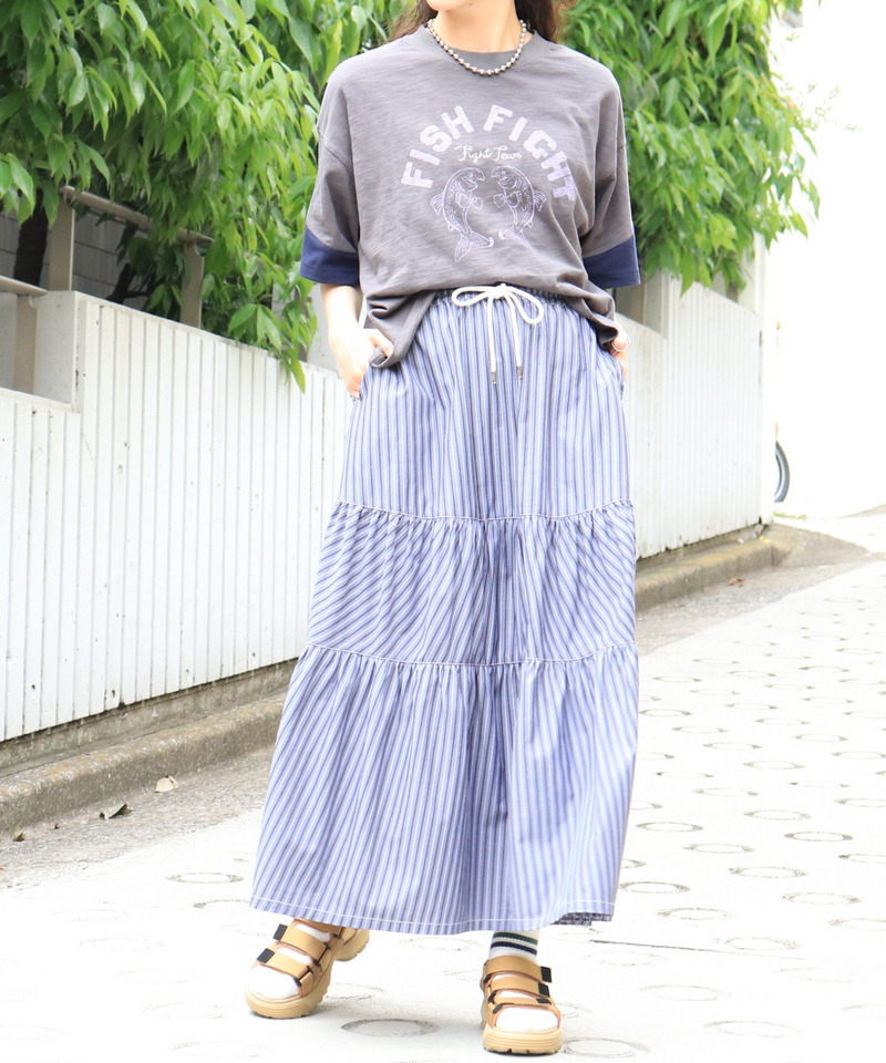 ストライプティアードスカート 詳細画像 ネイビー 5