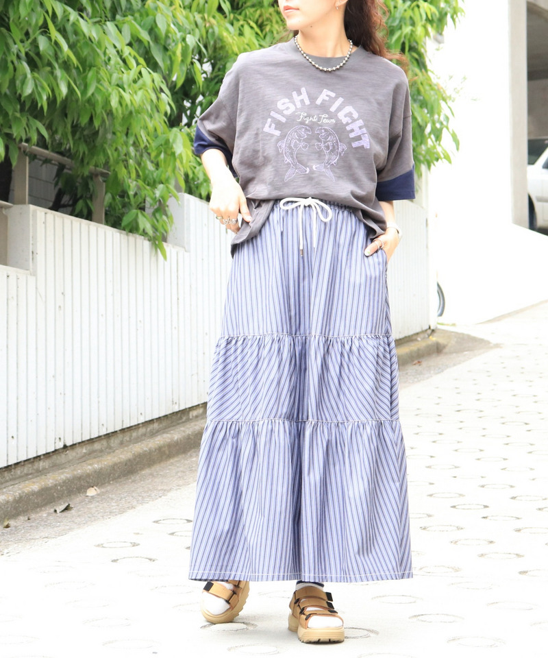 ストライプティアードスカート 詳細画像 ネイビー 6