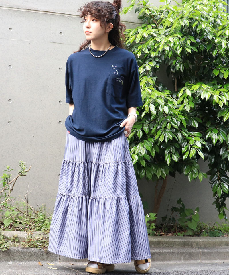 ストライプティアードスカート 詳細画像 ネイビー 8