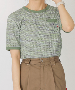 MIXワッフル5分袖リンガーTEE